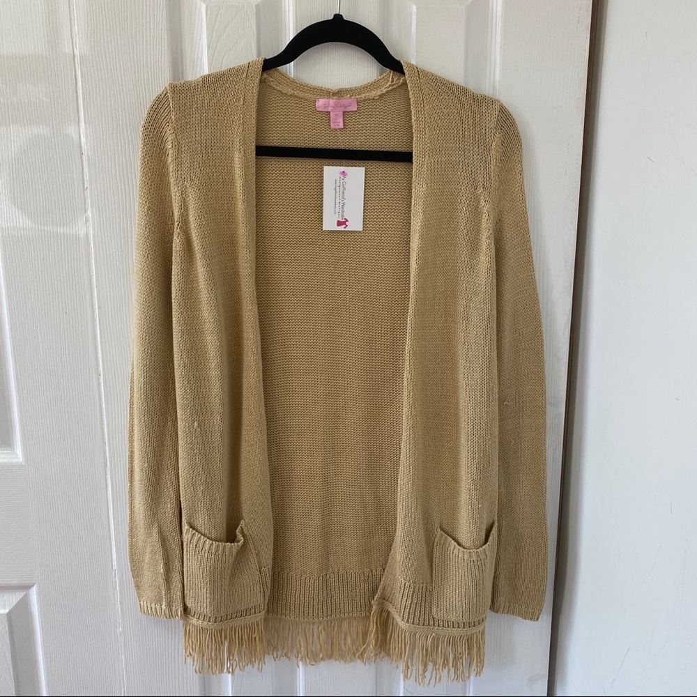 Lilly Pulitzer gold open cardigan size XS